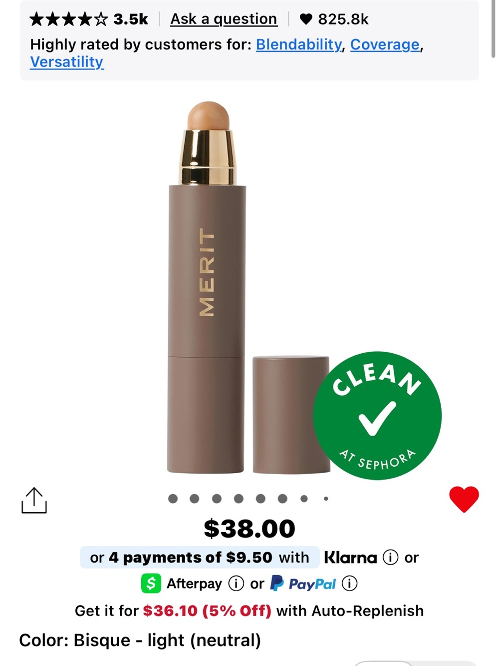 MERIT Complexion Stick Concealer — Bisque (Light Neutral)